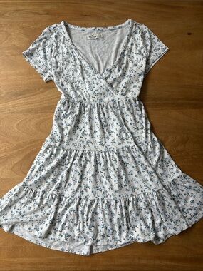 Hollister White Mini Dress with Blue Floral Print